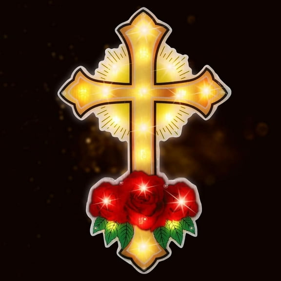 20L Cross Christmas Window Silhouette Lights Decorations for Christmas,Party,Home,Patio Lawn,Garden