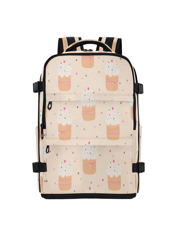 20L Cupcake Pattern Sweet Dessert Travel Backpack Water Resistant Twill Polyester Laptop Backpack with Separate Shoe Compartment for Business Commute Trip Outdoor