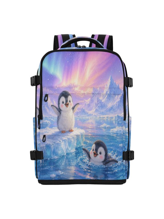 20L Cute Arctic Penguin Painting Travel Backpack Water Resistant Twill Polyester Laptop Backpack with Separate Shoe Compartment for Business Commute Trip Outdoor