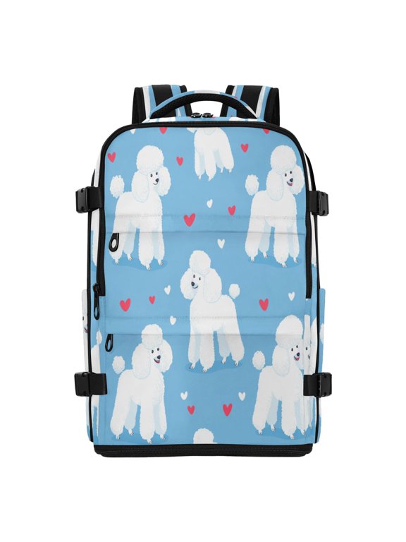 20L Cute Bubble Poodle Love Travel Backpack Water Resistant Twill Polyester Laptop Backpack with Separate Shoe Compartment for Business Commute Trip Outdoor