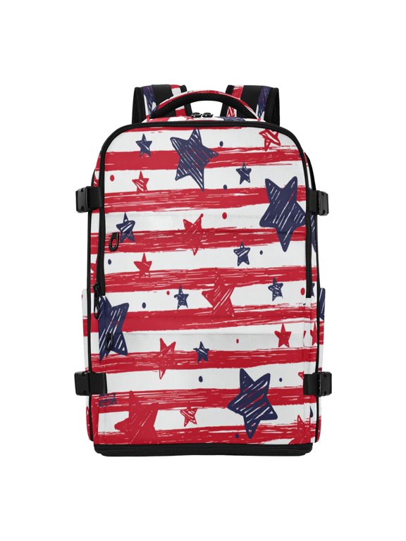 20L Doodle Star Stripe Seamless Travel Backpack Water Resistant Twill Polyester Laptop Backpack with Separate Shoe Compartment for Business Commute Trip Outdoor