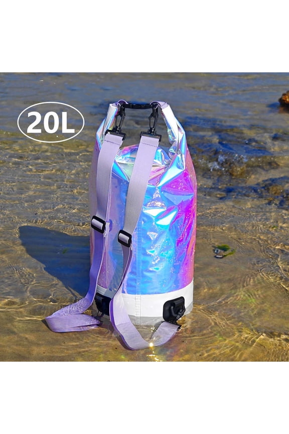 20L Dry Bag Iridescent PVC Waterproof Pouch,Waterproof Beach Bag for Kayaking Boating Swimming Rafting Travel and More