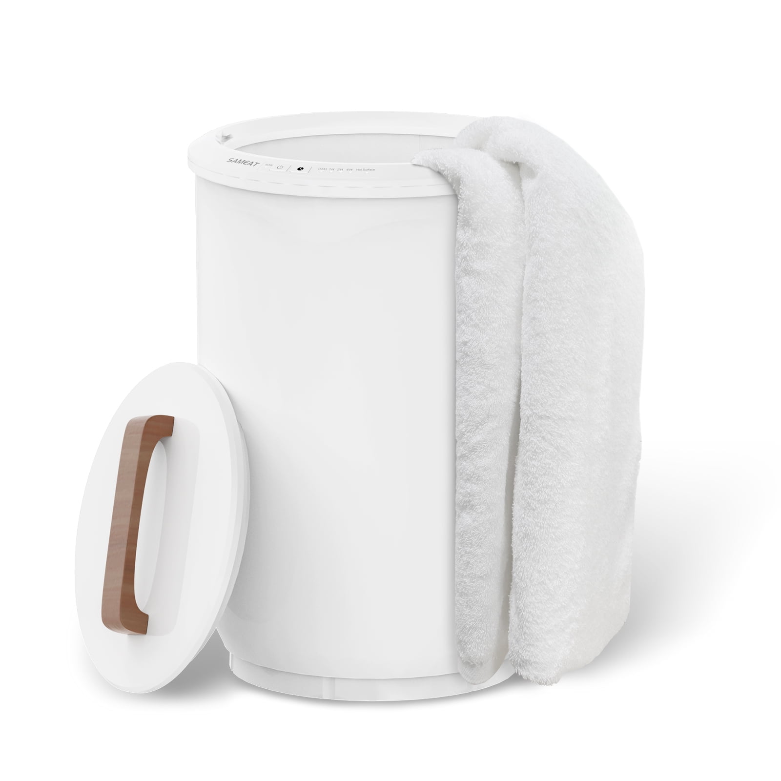 20L Electric Towel Warmer for Bathroom - 450W Wooden Lid Bucket Towel Warmer, Suitable for Two 40X70 Oversized Towels, White