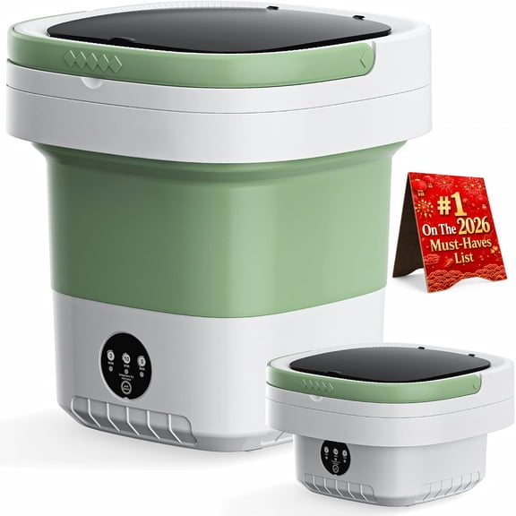 20L Foldable Portable Washing Machine, Mini Washer with Spin Basket for RV & Dorm