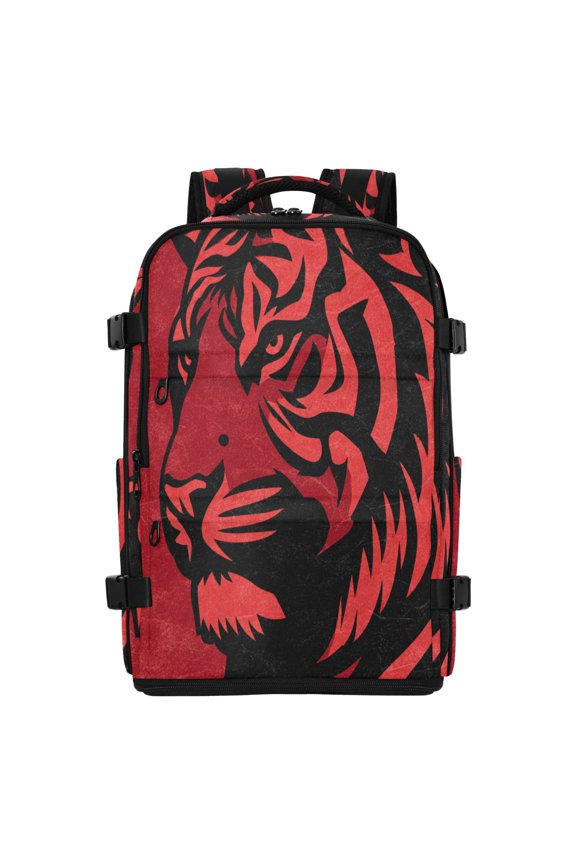 20L Graphic Tiger Head Pattern Travel Backpack Water Resistant Twill Polyester Laptop Backpack with Separate Shoe Compartment for Business Commute Trip Outdoor