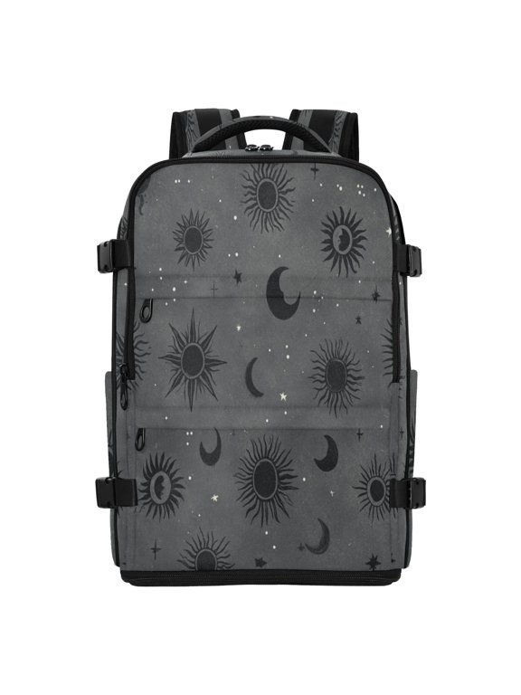 20L Grey Astrology Celestial Art Travel Backpack Water Resistant Twill Polyester Laptop Backpack with Separate Shoe Compartment for Business Commute Trip Outdoor