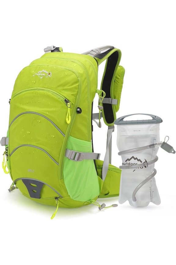 20L Hydration Backpack, Hiking Internal Frame Backpacks with 2L Hydration Water Bladder and Rain Cover for Men, Lightweight Travel Daypack for Cycling,Camping,Ski (light green)