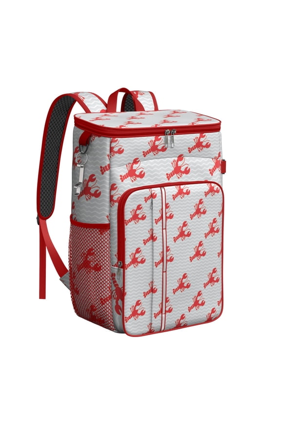 20L Insulated Cooler Backpack - Lobster & Seafood Themed Leakproof Soft Cooler Bag for Camping, Beach, Picnics with Long-Lasting Insulation & Multiple Pockets