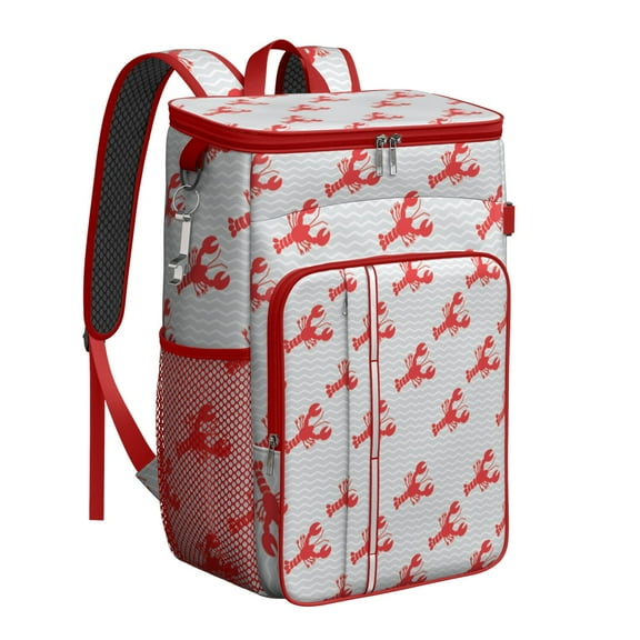 20L Insulated Cooler Backpack - Lobster & Seafood Themed Leakproof Soft Cooler Bag for Camping, Beach, Picnics with Long-Lasting Insulation & Multiple Pockets