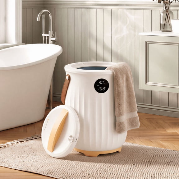 20L Large Towel Warmer, Fast Heating Towel Heater with 5 Minutes Warmth & 0.5-8h Timer, Safe Blanket Warmer Gift for Bathroom, Light Khaki
