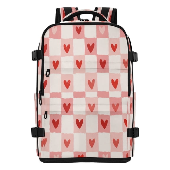 20L Love in Every Square Travel Backpack Water Resistant Twill Polyester Laptop Backpack with Separate Shoe Compartment for Business Commute Trip Outdoor