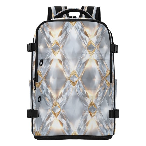 20L Luxe Diamond Weave Travel Backpack Water Resistant Twill Polyester Laptop Backpack with Separate Shoe Compartment for Business Commute Trip Outdoor