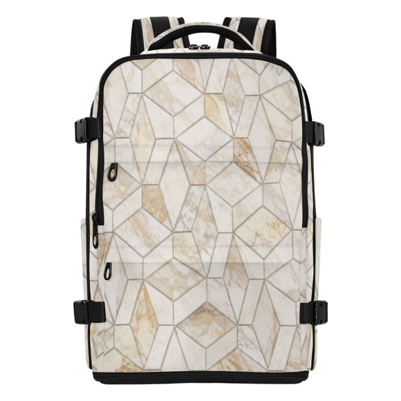 20L Luxury Marble Tiles Travel Backpack Water Resistant Twill Polyester Laptop Backpack with Separate Shoe Compartment for Business Commute Trip Outdoor