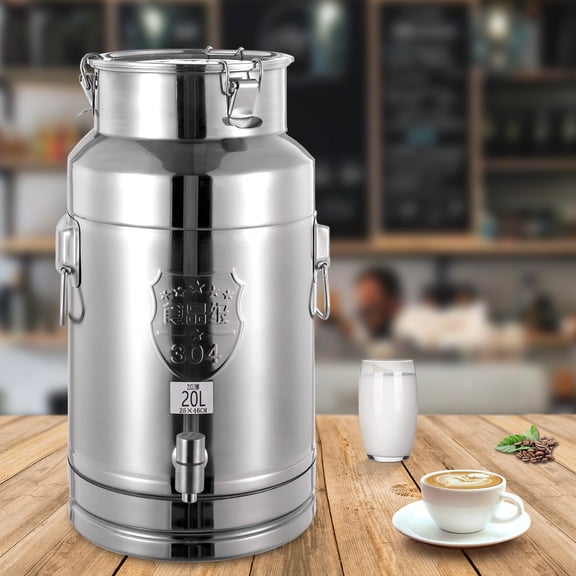 20L Milk Can Oil Pail Storage Bucket 304 Stainless Steel Wine Barrel Canister 25*46cm for Storing Liquid Products