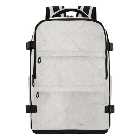 20L Neutral Marble Texture Pattern Travel Backpack Water Resistant Twill Polyester Laptop Backpack with Separate Shoe Compartment for Business Commute Trip Outdoor