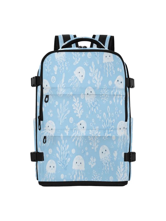 20L Ocean Cute Jellyfish Pattern Travel Backpack Water Resistant Twill Polyester Laptop Backpack with Separate Shoe Compartment for Business Commute Trip Outdoor