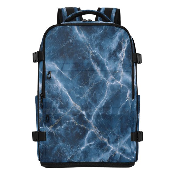 20L Oceanic Gilded Strata Travel Backpack Water Resistant Twill Polyester Laptop Backpack with Separate Shoe Compartment for Business Commute Trip Outdoor
