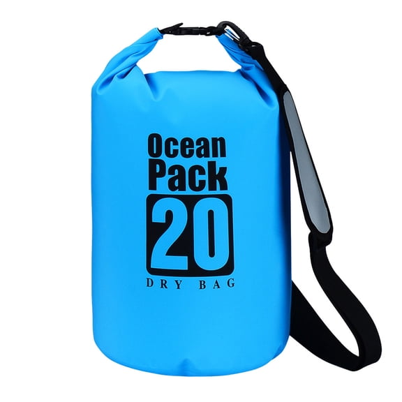 20L PVC Dry Bag Sack – Waterproof Floating Waterproof Bag for Boating, Kayaking, Camping, Swimming, Adjustable Detachable Shoulder/Waist Strap, Lightweight & Foldable