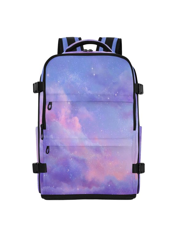 20L Purple Pink Twilight Galaxy Travel Backpack Water Resistant Twill Polyester Laptop Backpack with Separate Shoe Compartment for Business Commute Trip Outdoor