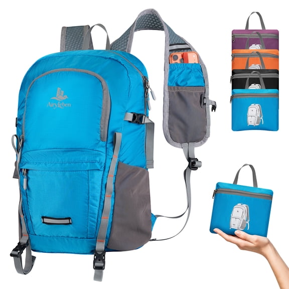 20L Small Hiking Backpack for Women Men, Lightweight Packable Day pack, Foldable Daypack for Camping, Cycling, Travel (Blue)