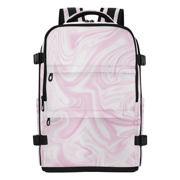 20L Soft Blush Liquid Marble Tone Travel Backpack Water Resistant Twill Polyester Laptop Backpack with Separate Shoe Compartment for Business Commute Trip Outdoor