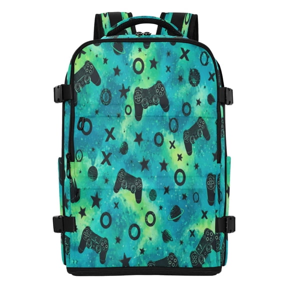 20L Space Gaming Stars Travel Backpack Water Resistant Twill Polyester Laptop Backpack with Separate Shoe Compartment for Business Commute Trip Outdoor