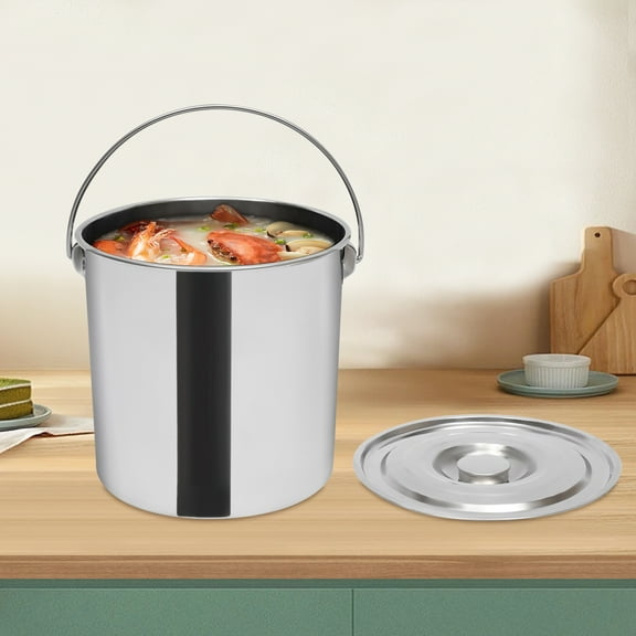 20L Stainless Steel Barrel Food Bucket Water Storage Tank with Lid Extra Thick  Used for Storing and Transporting Pet Dry Food, Rice, wood shavings,etc.