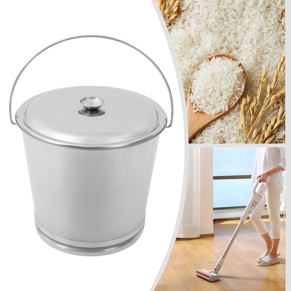 20L Stainless Steel Milk Pail with Lid & Handle, Compost Bin, Kitchen Scrap Buckets, Garbage Pail Trash Can