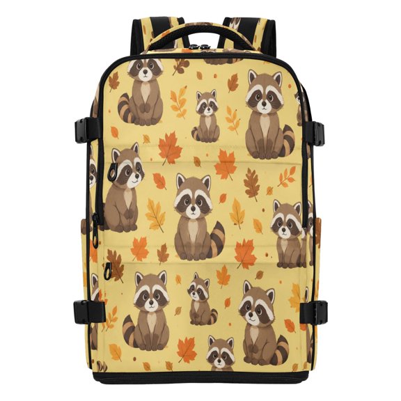20L Sweet Raccoons Fall Pattern Travel Backpack Water Resistant Twill Polyester Laptop Backpack with Separate Shoe Compartment for Business Commute Trip Outdoor