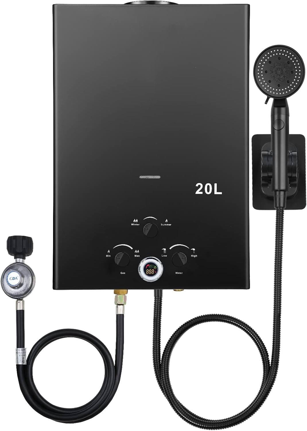 20L Tankless Propane Water Heater - 5.26GPM , Outdoor Portable Gas Instant Hot Water Heater with Digital Display and Multi-Protection for Camping Trips, Boat Cabins