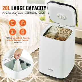 20L Towel Warmer Bucket with Timer - 24H Delay, 20/40/60 Min Auto Shut-Off, Child Lock, LED Display & U-Light, Large Heated Towel Warmer for Bathroom, Spa, Robe, Blanket (White)