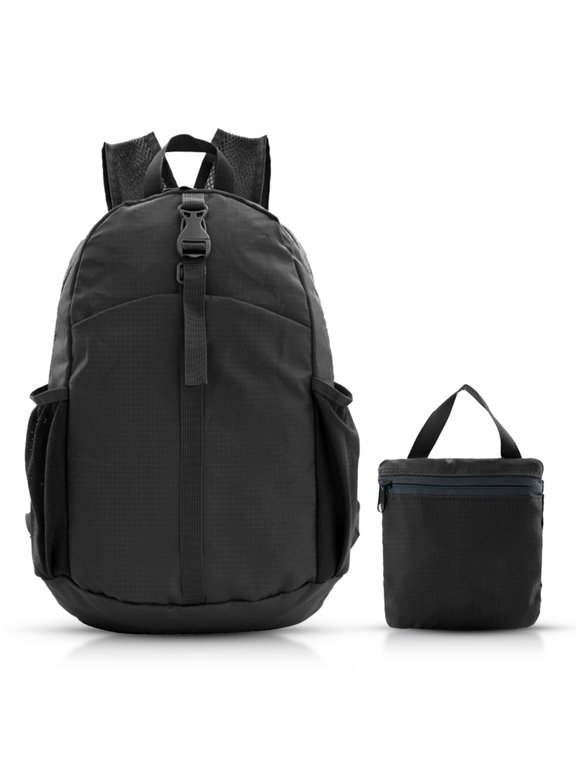 20L Unisex Foldable Travel Backpack, 210D Water Resistant Tear-Proof Nylon, Ultralight, Packs to 5" x 5", Multi-Compartment for Hiking, Travel & Gym