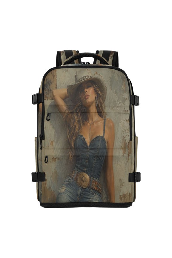20L Vintage Rodeo Cowgirl Travel Backpack Water Resistant Twill Polyester Laptop Backpack with Separate Shoe Compartment for Business Commute Trip Outdoor