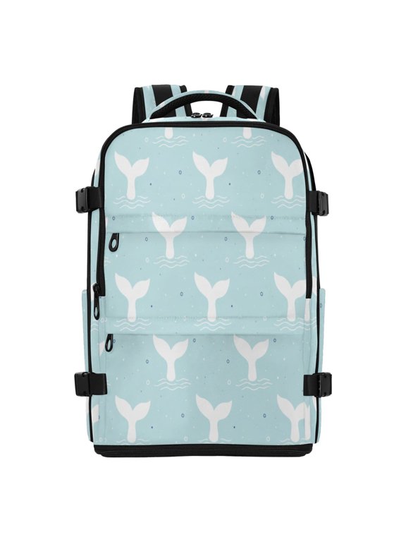20L Whale Tails Ocean Pattern Travel Backpack Water Resistant Twill Polyester Laptop Backpack with Separate Shoe Compartment for Business Commute Trip Outdoor