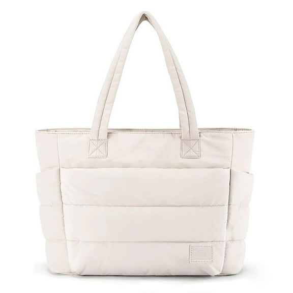 20L puffy tote bag for women quilted laptop shoulder handbag,lightweight work tote with multiple compartments for travel & work