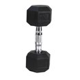 thumbnail image 1 of 20LB (1 piece) HDRS rubber coated solid cast iron dumbbell with contoured chrome handles, hexagonal head, durable, safe and stable, 1 of 8