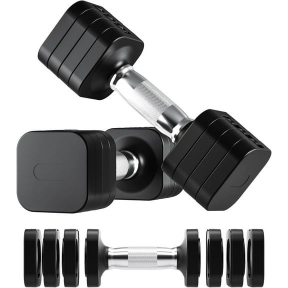 20LB Adjustable Dumbbell Set, 10lb Dumbbells Set of 2, 5 in 1 Free Weights Set, Each 4lb 6lb 8lb 10lb for Women & Men for Gym Exercise Workout Strength Equipment