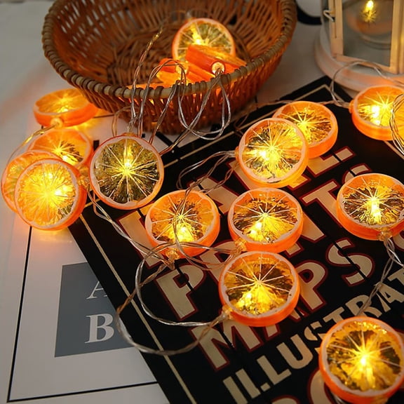 20LED Orange Lime Lemon Slices Fruit Lights Lantern Fairy String Light Battery Operated Indoor Outdoor Lighting for Garden Wedding Bedroom Home Birthday Party Christmas Decoration