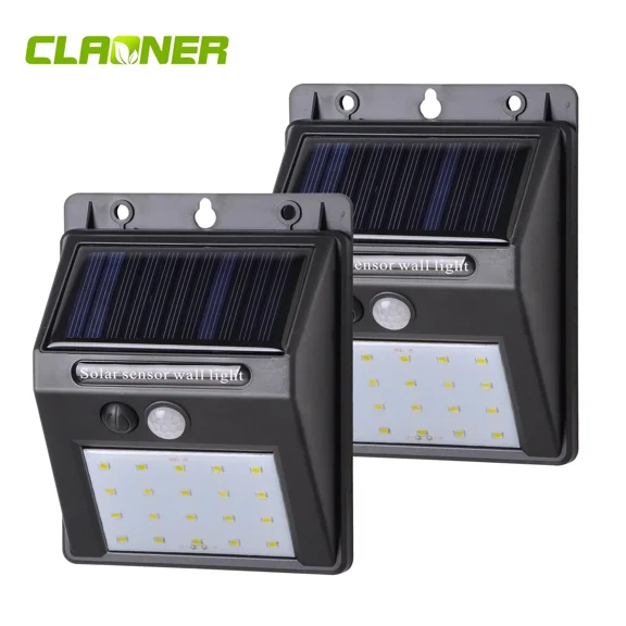 20LED Outdoor Solar Lights, Solar Wall Lights with PIR Motion Sensor and 3 Lighting Modes, IP65 Waterproof Solar Security Lights Ideal for Garden Patio Yard Fence, 2PCS