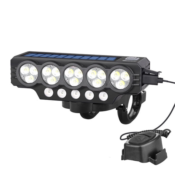 20LED Solar Cycling Safety Front Lamp USB Rechargeable High Brightness Bike Flashlight Power Display Highlight Bike Front Light Bicycle Accessories