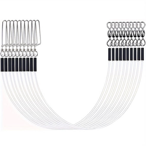 20Lb-80Lb Fluorocarbon Fishing Leader For Saltwater Freshwater With Twists Snap,6In-20Lb