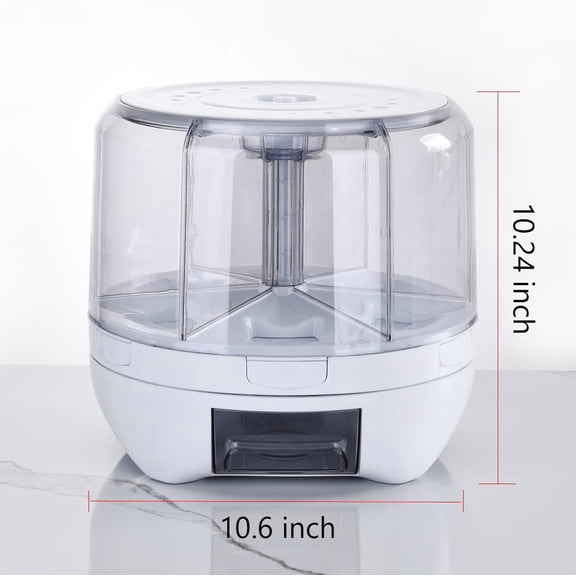 20Lbs Large Grain Dispenser 360 Rotating Rice Food Dispenser 6 Grids Rice Container with Sealed Lid for Peanut Barley Millet and Cereal