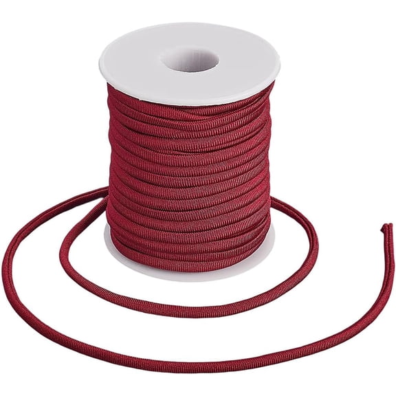 20M/21.8 Yards 5mm Flat Elastic Nylon Cord Flat Spandex Cord Stitched Stretchy Rope Chinese Knotting Braid Thread