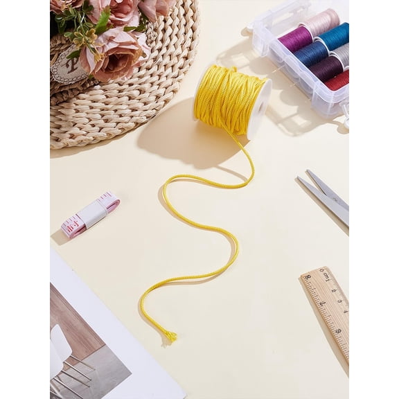 20M/21.87 Yard 2mm Nylon Satin Cord Nylon Thread Non-Elastic Button Loop Buttonhole Trim for Costume Crafts Sewing Wedding Bridal Dress Decor Embellishments Gift Wrapping