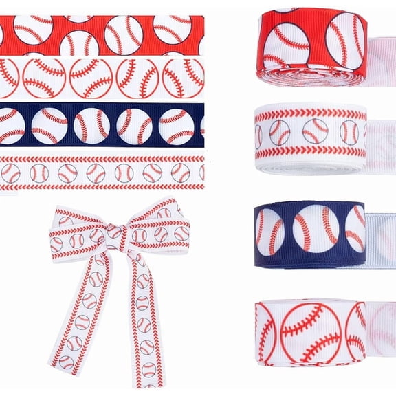 20M 4 Colors Baseball Pattern Heat Transfer Polyester Ribbons Flat Mixed Color 7/8 inch(22mm) 5m/color art