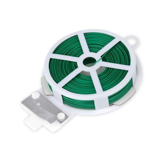 20M Plastic Coated Twist Tie Wire Roll with Cutter for Garden Plants Cable Management Home Office Organization, 1Pcs (Green1)