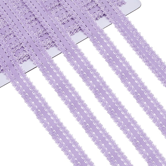 20M Polyester Stretch Frilly Edge Lace Ribbon Flower Picot Edged Elastic Trimming for Clothes Sewing Lilac 20mm 21.87 Yards(20m)/Bag