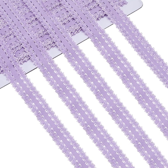20M Polyester Stretch Frilly Edge Lace Ribbon Flower Picot Edged Elastic Trimming for Clothes Sewing Lilac 20mm about 21.87 Yards(20m)/Bag