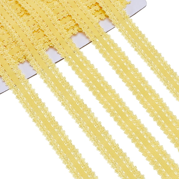 20M Polyester Stretch Frilly Edge Lace Ribbon Flower Picot Edged Elastic Trimming for Clothes Sewing Yellow 20mm 21.87 Yards(20m)/Bag