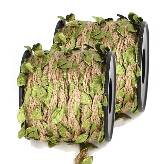 20M Twine Green Leaf Jute 5MM Rope Hemp Burlap Ribbon String Heavy Duty Hanging Gardening Decoration or for Arts and Craftsgreen